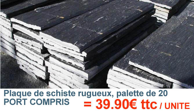 plateaux de schiste rugueux par 20, port compris